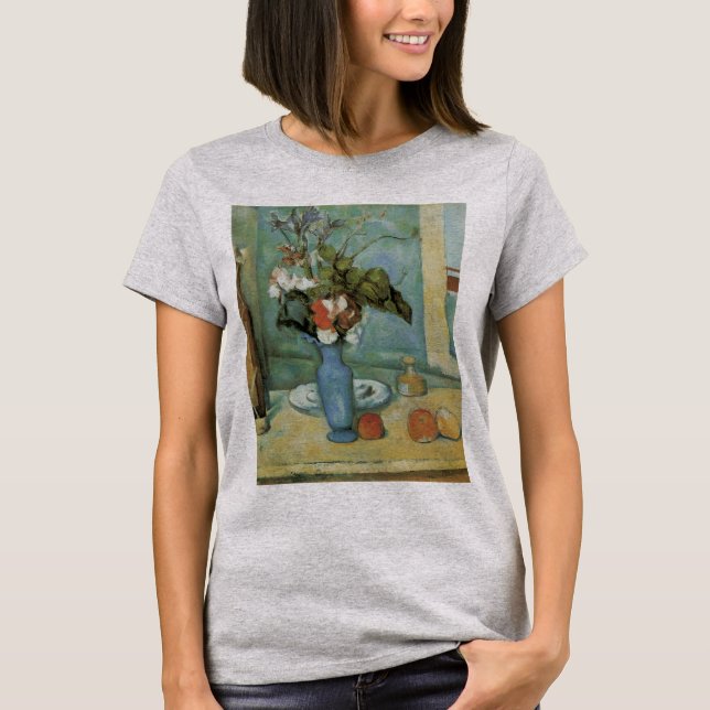 The Blue Vase (Flowers and Fruit) by Paul Cezanne T-Shirt (Front)