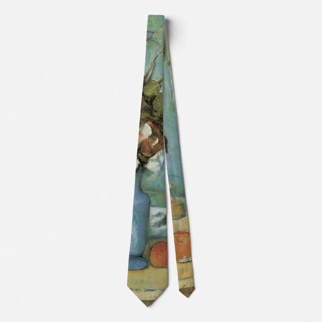 The Blue Vase (Flowers and Fruit) by Paul Cezanne Tie (Front)