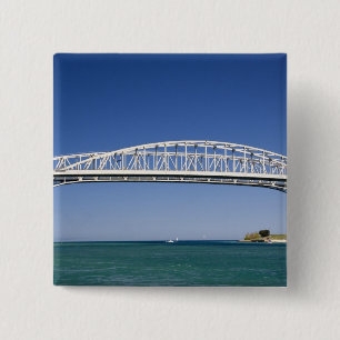 The Blue Water Bridge is a twin-span bridge 15 Cm Square Badge