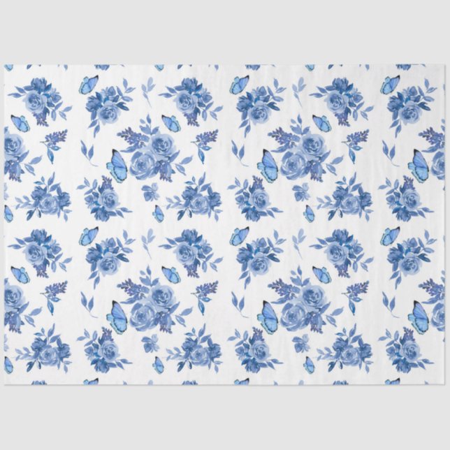 The Blue Watercolor Series Design 9 Tissue Paper (Front)