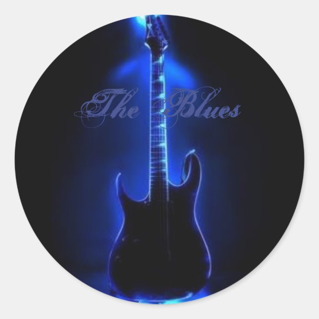 The Blues Guitar Image On Round Stiker Classic Round Sticker (Front)