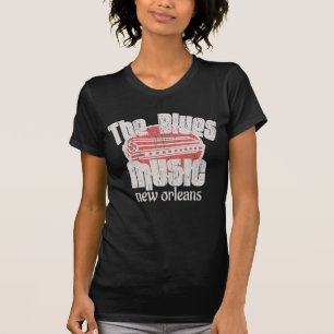 The Blues Music New Orleans Harmonica distressed T-Shirt