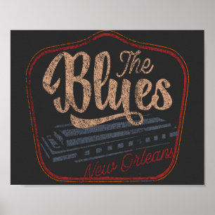 The Blues new Orleans harmonica distressed T-Shirt Poster