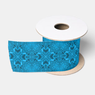 The Blues Vintage Blue Fractal Kaleidoscope Satin Ribbon