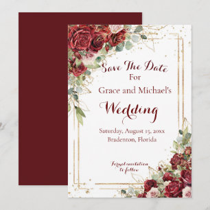 The Blushing Bride Red Rose Wedding Save The Date