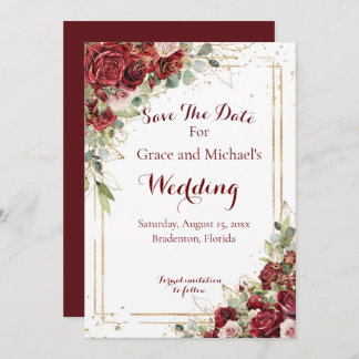 The Blushing Bride Red Rose Wedding Save The Date
