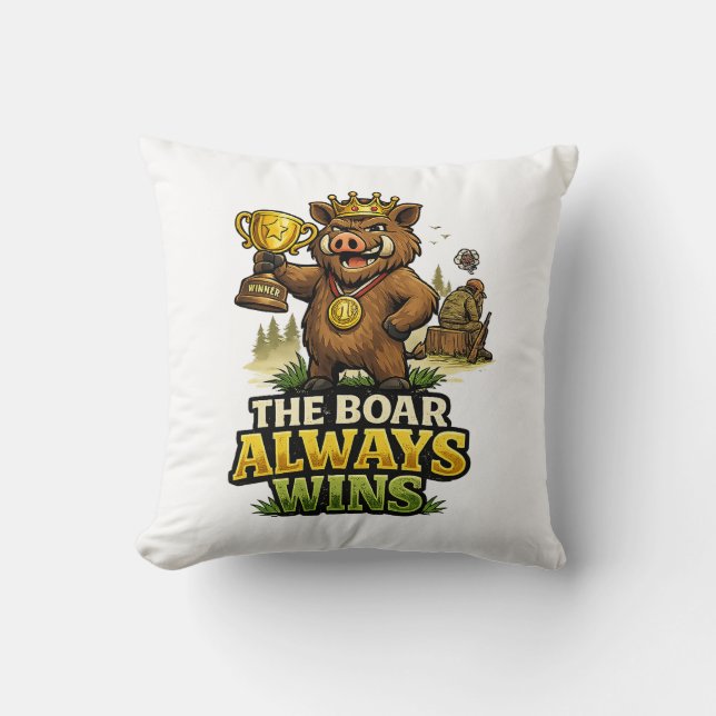 The Boar Always Wins Cushion (Front)