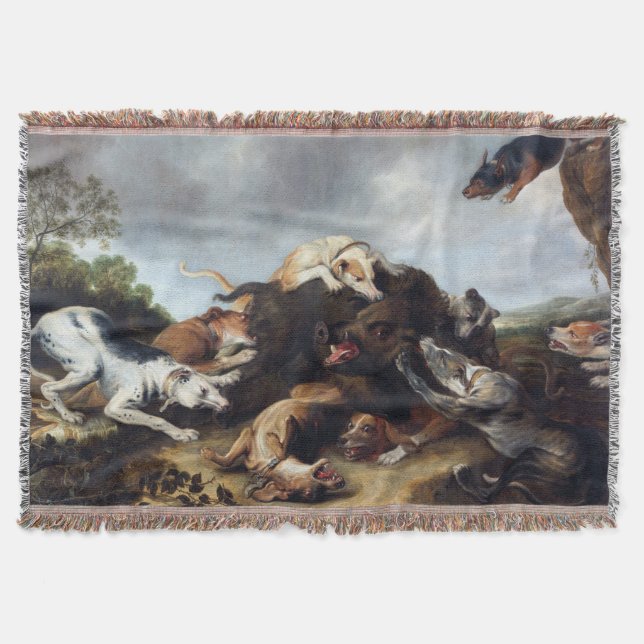 The Boar Hunt Frans Snyders circa 1650 Throw Blanket (Front)
