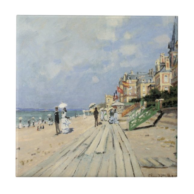 The Boardwalk at Trouville by Claude Monet Ceramic Tile (Front)