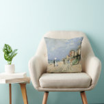 The Boardwalk at Trouville by Claude Monet Cushion<br><div class="desc">The Boardwalk at Trouville (1870) by Claude Monet is a vintage impressionist fine art painting featuring a beach at a seaside resort in Normandy, France on a beautiful sunny day. About the artist: Claude Monet (1840-1926) was a founder of the French impressionist painting movement with most of his paintings being...</div>
