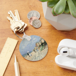 The Boardwalk at Trouville by Claude Monet Key Ring
