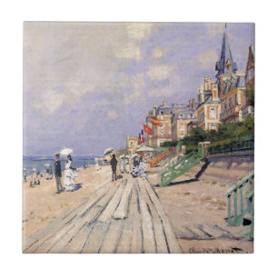 The Boardwalk at Trouville Claude Monet Tile