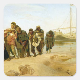The Boatmen on the Volga, 1870-73 Square Sticker
