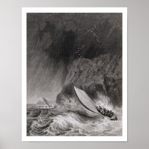 The boats off Walden Island in a snow storm, Augus Poster
