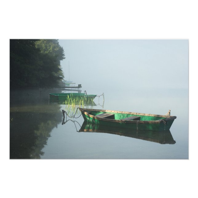 The boats on calm lake water photo print (Front)