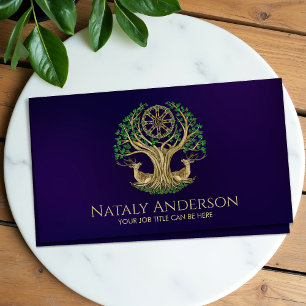 The Bodhi tree Dharma Wheel Business Card
