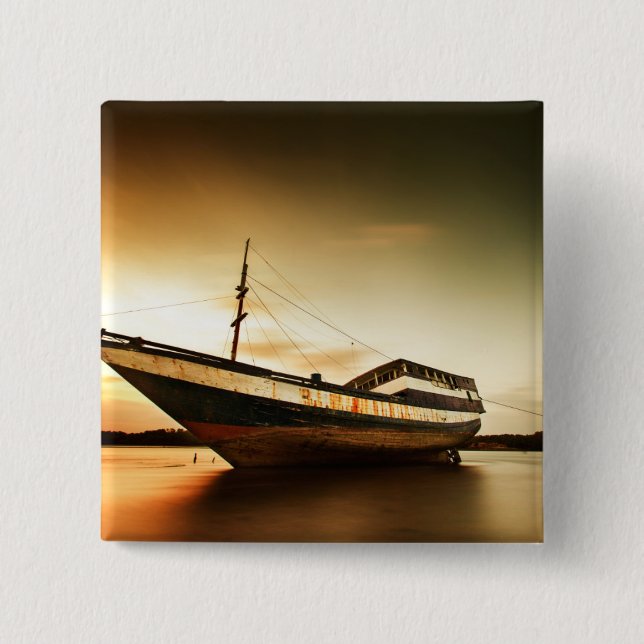 The Body Of Old Ship | Bali, Indonesia 15 Cm Square Badge (Front)