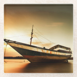 The Body Of Old Ship   Bali, Indonesia Glass Coaster