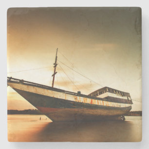 The Body Of Old Ship   Bali, Indonesia Stone Coaster