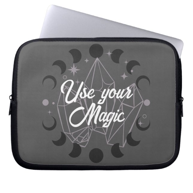 the Bohemian Mystic Use Your Magic Crystals Laptop Sleeve (Front)