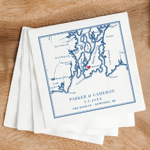 The Bohlin Wedding Newport RI Map  Napkin