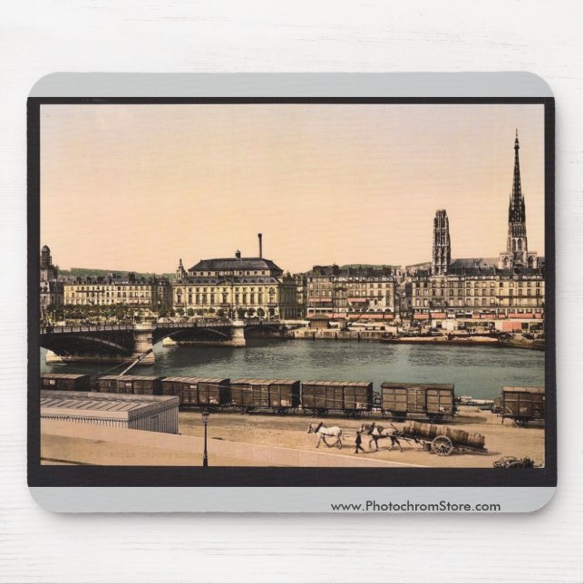 The Boieldieu Bridge from St. Sever, Rouen, France Mouse Pad (Front)