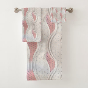 The Bold Metallic 3D Red Grey Texture Look Bath To Bath Towel Set