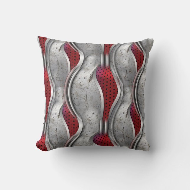 The Bold Metallic 3D Red Grey Texture Look Cushion (Front)