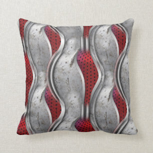 The Bold Metallic 3D Red Grey Texture Look Cushion