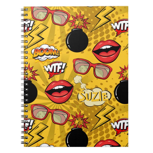 The Bomb Retro Lips Red/Gold ID553 Notebook (Front)