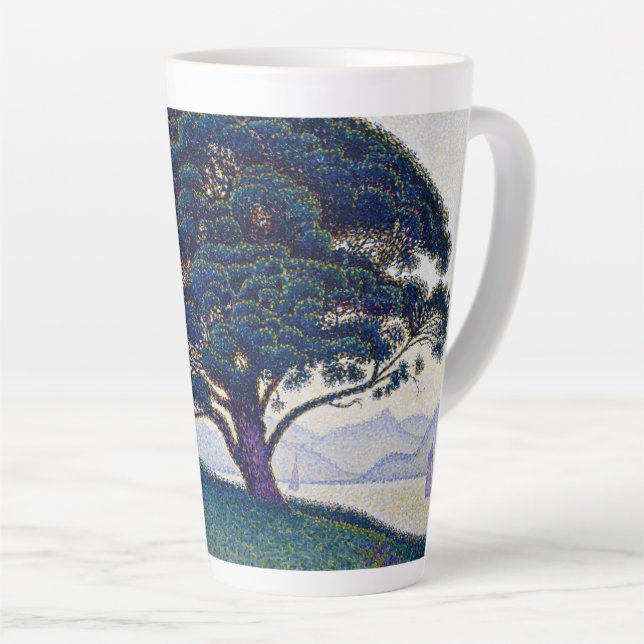 The Bonaventure Pine, Oil Painting, Paul Signac Latte Mug (Right Angle)