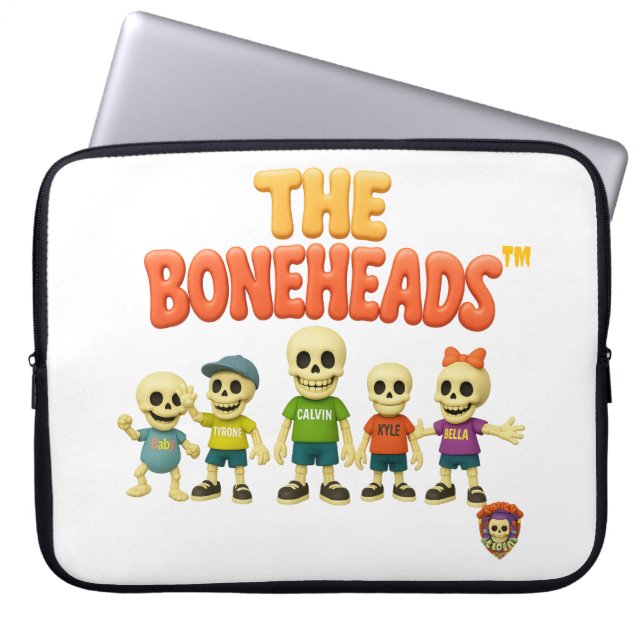 💻 The Boneheads™ Laptop Sleeve – Skeleton Crew (Front)