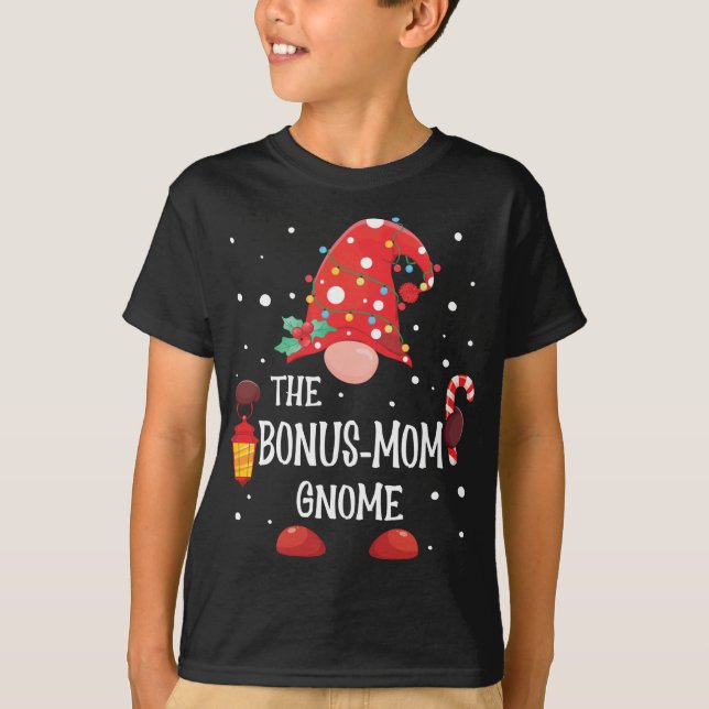 The Bonus Mum Gnome Matching Family Christmas Gnom T-Shirt (Front)