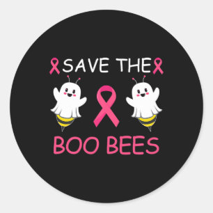 The Boo Bees Halloween Fun Breast Cancer Awareness Classic Round Sticker
