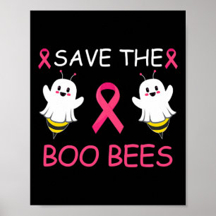 The Boo Bees Halloween Fun Breast Cancer Awareness Poster