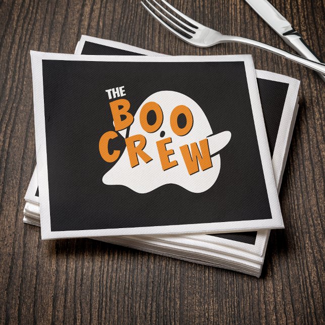 The Boo Crew Ghost Family Halloween Party Black Napkin (The Boo Crew Ghost Family Halloween Party Black Napkins
)