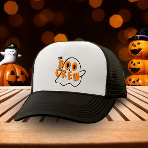 The Boo Crew Ghost Family Halloween White & Black Trucker Hat