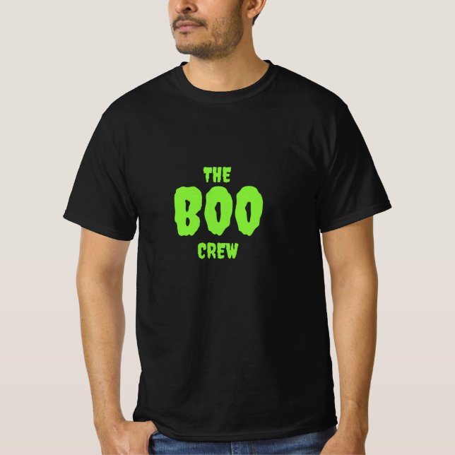 The BOO Crew, Green on Black  T-Shirt (Front)