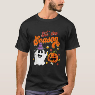 The Boo Crew Groovy Retro Spooky Season Floral Hal T-Shirt