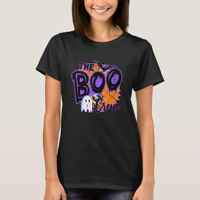 The Boo Crew Halloween Costume  Ghost Bat Spiderwe T-Shirt (Front)