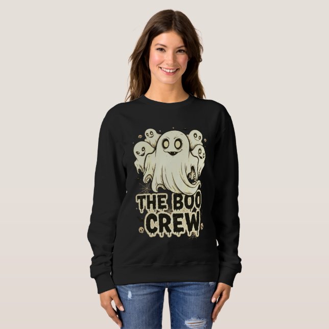 The Boo Crew Halloween – Cute Spooky Ghost  Sweatshirt (Front Full)