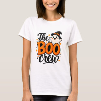 The Boo Crew Orange Ghost Halloween T-Shirt