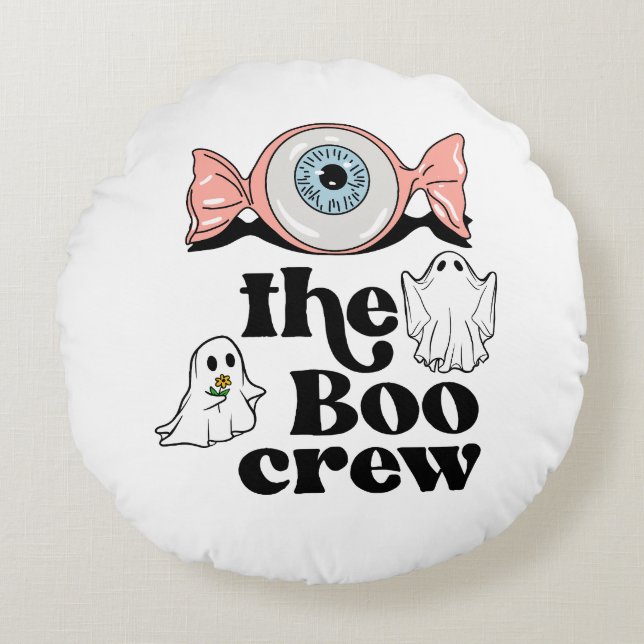 The Boo Crew | Spooktacular Halloween Squad Round Cushion (Front)