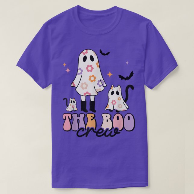 The Boo Crew Spooky Season Ghost Cat Halloween Gro T-Shirt (Design Front)