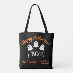 The Boo Halloween, Black Orange, Family Name,happy Tote Bag
