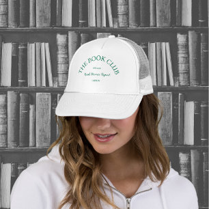 The Book Club Green Crest Read Discuss Repeat Trucker Hat