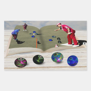 The Book Of Lawn Bowls Popout Art, Rectangular Sticker