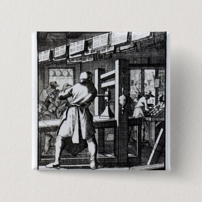 The Book Printer 15 Cm Square Badge (Front)