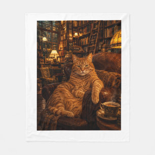 "The Bookshop Cat  Fleece Blanket