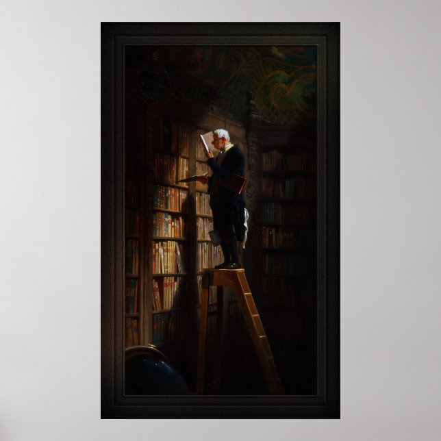The Bookworm by Carl Spitzweg Poster (Front)